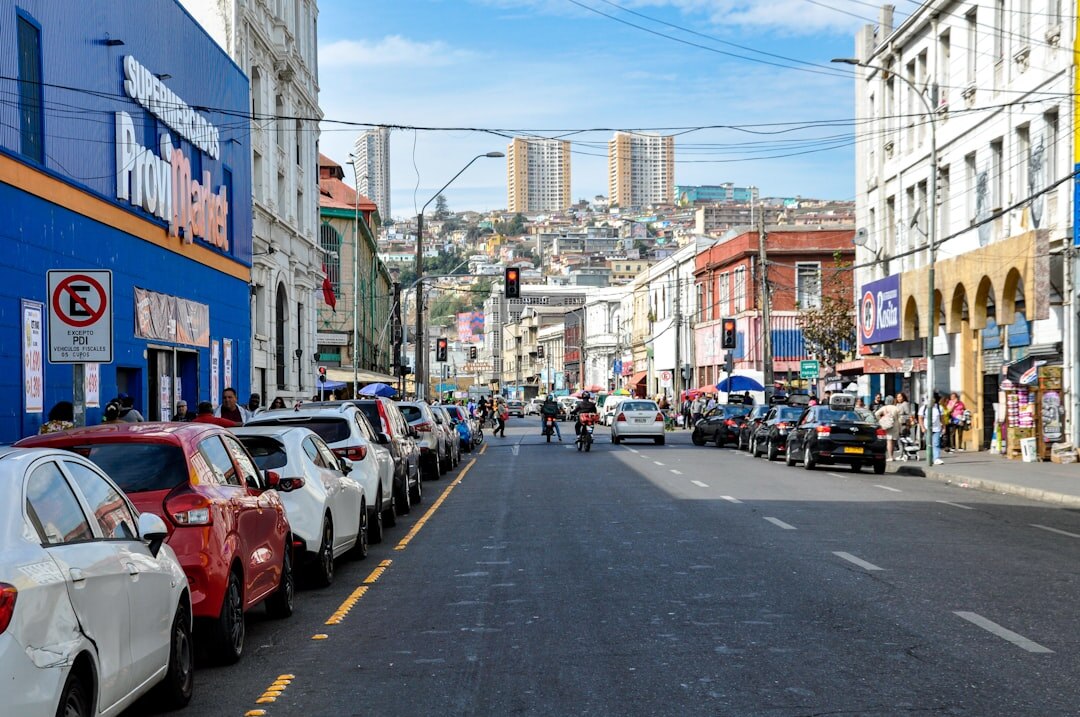 Colorful hillside street with houses in Valparaiso Chile