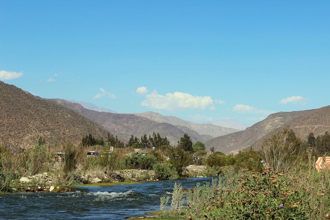 Rural village in the Andes mountains of Chile with local residents