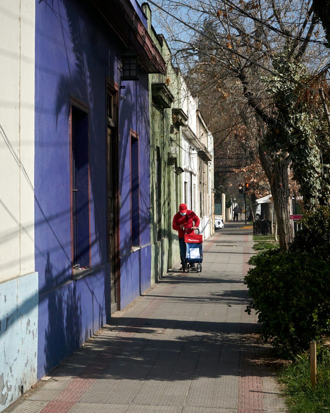 Residential neighborhood street in Santiago Chile with local residents